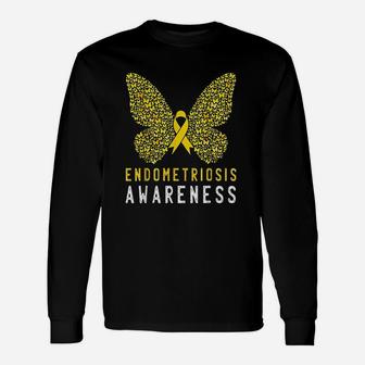 Butterfly Endometriosis Awareness Month Endo Support Ribbon Unisex Long Sleeve | Crazezy