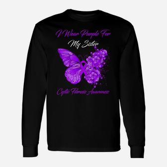 Butterfly I Wear Purple For My Sister Cystic Fibrosis Unisex Long Sleeve | Crazezy