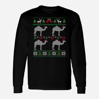 Camels Wearing Santa Hats Funny Egypt Ugly Christmas Sweatshirt Unisex Long Sleeve | Crazezy UK