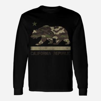 Camouflage California Republic Flag Bear Star Cali La Tshirt Sweatshirt Unisex Long Sleeve | Crazezy AU