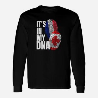 Canadian And French Mix Dna Flag Heritage Gift Unisex Long Sleeve | Crazezy