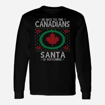 Canadian Ugly Christmas Party Funny Canada Maple Leaf Sweatshirt Unisex Long Sleeve | Crazezy UK