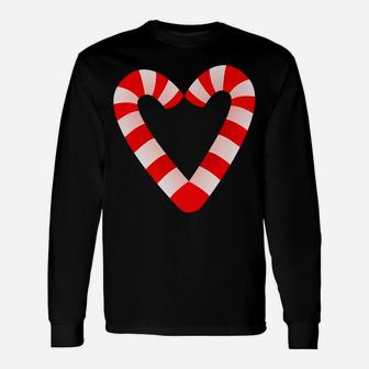 Candy Cane Hearts Tee Christmas Xmas Holidays Santa Gift Tee Unisex Long Sleeve | Crazezy