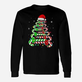 Candy Cane Santa Hat Funny Xmas Tree Merry Christmas Y'all Unisex Long Sleeve | Crazezy DE