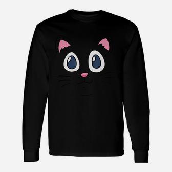 Cat Big Face Kitty Themed Gifts Pet Kitten Animal Lover Unisex Long Sleeve | Crazezy