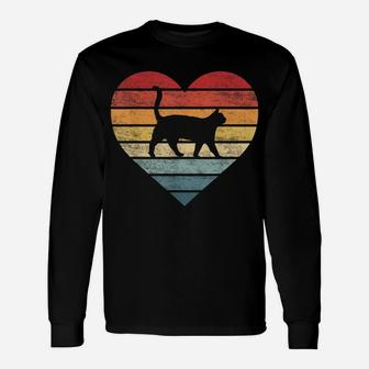 Cat Lover Gifts Vintage Pet Owner Kitty Heart Silhouette Unisex Long Sleeve | Crazezy DE