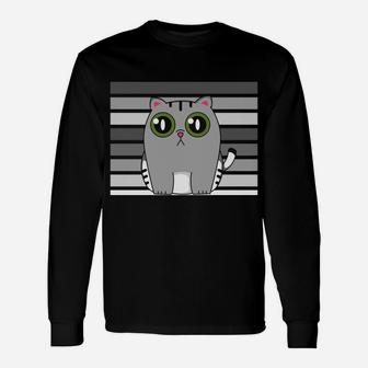 Cat Lovers You Had Me At Meow Gray Tabby Green Saucer Eyes Unisex Long Sleeve | Crazezy DE