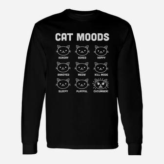 Cat Moods Cat Lover Unisex Long Sleeve | Crazezy UK