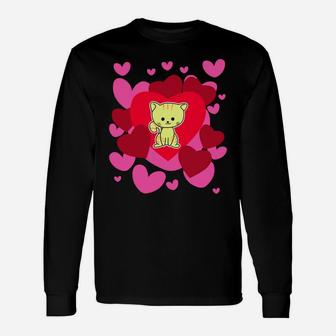 Cat Pet Love Romantic Holiday Cute Valentines Long Sleeve T-Shirt - Thegiftio