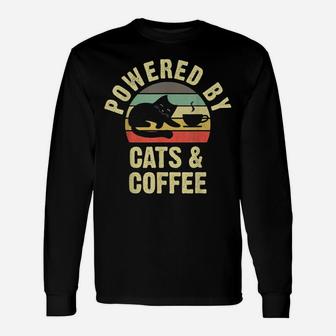 Cats & Coffee Lovers Funny Vintage Cat Kitty Kitten Lover Unisex Long Sleeve | Crazezy UK