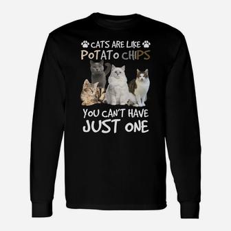 Cats Are Like Potato Chips You Can Not Have Just One Funny Sweatshirt Unisex Long Sleeve | Crazezy