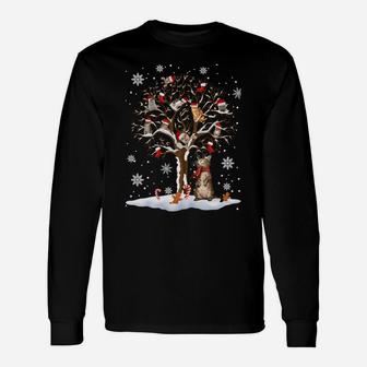 Cats In Snow Tree Winter Christmas Santa Hat X-Mas Gift Unisex Long Sleeve | Crazezy UK