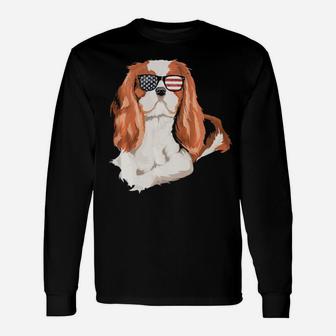 Cavalier King Charles Spaniel Sunglasses 4Th Of July Long Sleeve T-Shirt - Monsterry