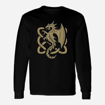 Celtic Dragon I Dragon Lover I Irish Folk Dragon Long Sleeve T-Shirt - Thegiftio