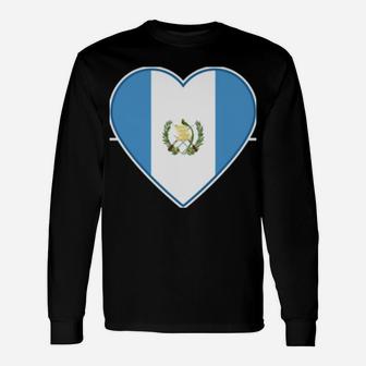 Chapin Guatemalan Heartbeat I Love Guatemala Flag Gift Unisex Long Sleeve | Crazezy