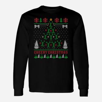 Cheering Cheerleader Ugly Christmas Sweater Party Sweatshirt Unisex Long Sleeve | Crazezy CA