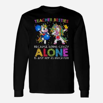 Cheerleader Teacher Besties Tshirt Unicorn Going Crazy Alone Unisex Long Sleeve | Crazezy