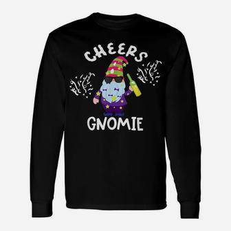 Cheers Gnomies Gnome New Years T Shirt Funny Drinking Top Unisex Long Sleeve | Crazezy