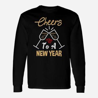 Cheers To A New Year 2019 Wine Glass New Years Eve Long Sleeve T-Shirt - Thegiftio UK