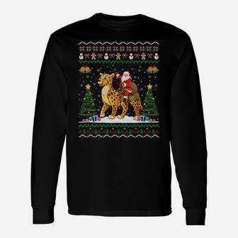 Cheetah Ugly Xmas Gift Santa Riding Cheetah Christmas Sweatshirt Unisex Long Sleeve | Crazezy