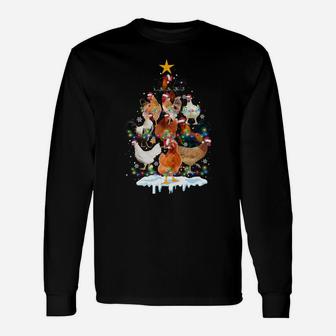 Chicken Christmas Tree Lights Funny Chicken Lover Xmas Gifts Unisex Long Sleeve | Crazezy UK
