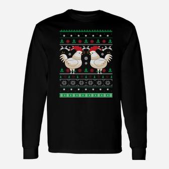 Chicken With Santa Hat Long Sleeve T-Shirt - Monsterry