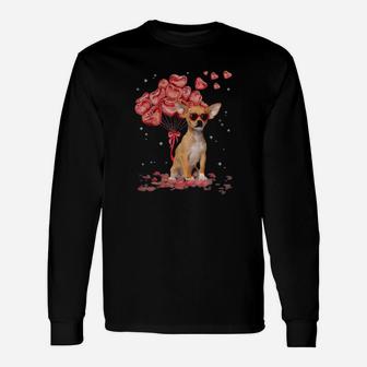 Chihuahua Heart Valentines Day Dog Dad Mom Long Sleeve T-Shirt - Monsterry UK