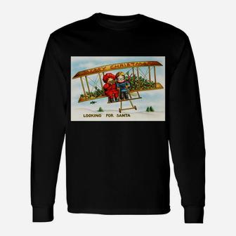 Children Looking For Santa Claus Merry Christmas Vintage Unisex Long Sleeve | Crazezy CA