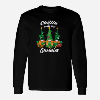Chillin' With My Gnomies Three Gnomes Saint Patrick Day Long Sleeve T-Shirt - Monsterry