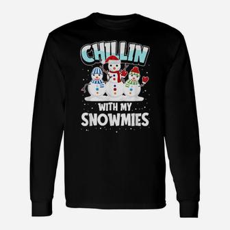 Chillin With My Snowmies Santa Long Sleeve T-Shirt - Monsterry
