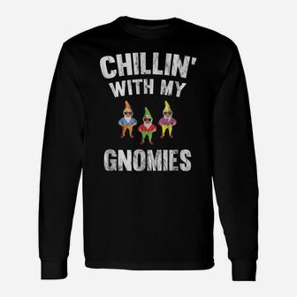 Chillin With My Gnomies Distressed Gnome Unisex Long Sleeve | Crazezy
