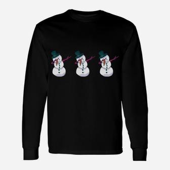 Chillin' With My Snowmies Christmas Snowmen Hanging Out Gift Unisex Long Sleeve | Crazezy AU