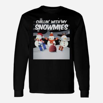 Chillin' With My Snowmie's Christmas Xmas Snowman Sweatshirt Unisex Long Sleeve | Crazezy