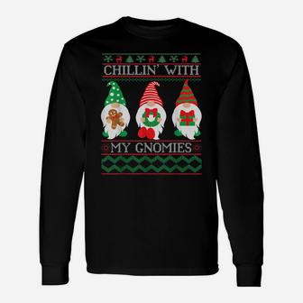 Chilling With My Gnomies Santa Gnome Christmas Gift Unisex Long Sleeve | Crazezy