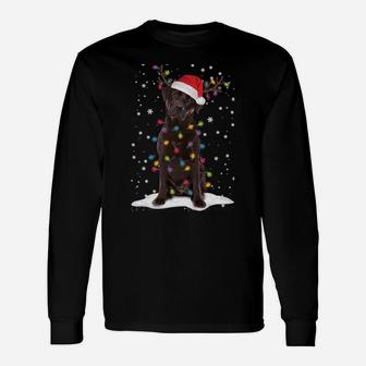 Chocolate Lab Labrador Christmas Tree Light Pajama Dog Xmas Sweatshirt Unisex Long Sleeve | Crazezy UK