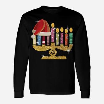Chrismukkah Hannukah Santa Hat Funny Christmas Xmas Sweatshirt Unisex Long Sleeve | Crazezy UK