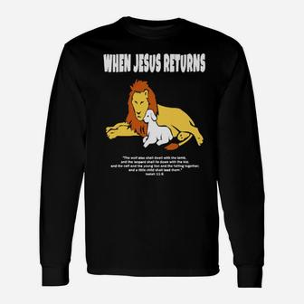 Christian Jesus Christ Lion Lamb Glorious Rest John 316 God Long Sleeve T-Shirt - Monsterry