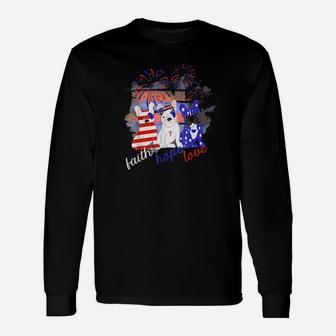 Christian Patriotic Pups Faith Hope And Love Inspirational Long Sleeve T-Shirt - Monsterry