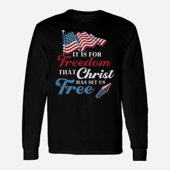 Christian Religious Faith Usa Flag Freedom Patriot Long Sleeve T-Shirt - Monsterry