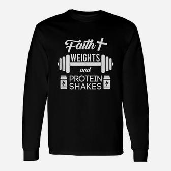Christian Workout Faith Weigths Protein Shakes Unisex Long Sleeve | Crazezy