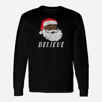 Christmas African American Black Santa Claus Sweatshirt Unisex Long Sleeve | Crazezy CA