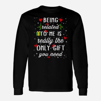 Christmas Being Related To Me Funny Family Pajamas Xmas Unisex Long Sleeve | Crazezy CA