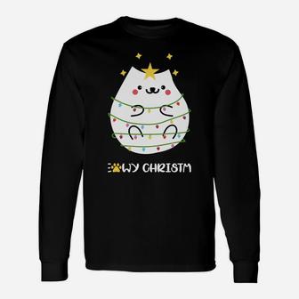 Christmas Cat Lovers Funny Ugly Sweater Pajama Polar Express Unisex Long Sleeve | Crazezy