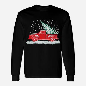 Christmas Classic Old Red Truck Vintage Pick Up Xmas Tree Sweatshirt Unisex Long Sleeve | Crazezy AU
