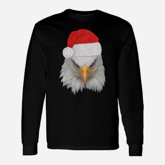 Christmas Eagle Patriotic Bald Eagle With Santa Hat Sweatshirt Unisex Long Sleeve | Crazezy