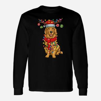 Christmas Golden Retriever Dog Holiday Lights Merry Woofmas Unisex Long Sleeve | Crazezy