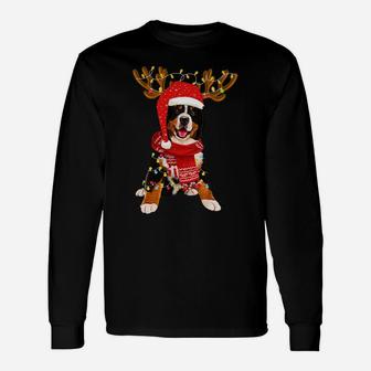 Christmas Lights Bernese Mountain Dog Lover Dog Dad Dog Mom Sweatshirt Unisex Long Sleeve | Crazezy