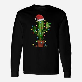 Christmas Lights Cactus Lover Funny Xmas Gift Unisex Long Sleeve | Crazezy