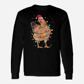 Christmas Lights Chicken Shirt Santa Funny Xmas Tree Chicken Sweatshirt Unisex Long Sleeve | Crazezy CA