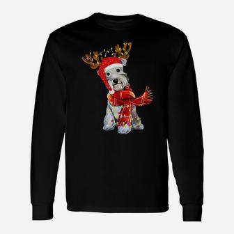 Christmas Lights Schnauzer Dog Lover Dog Dad Dog Mom Sweatshirt Unisex Long Sleeve | Crazezy UK